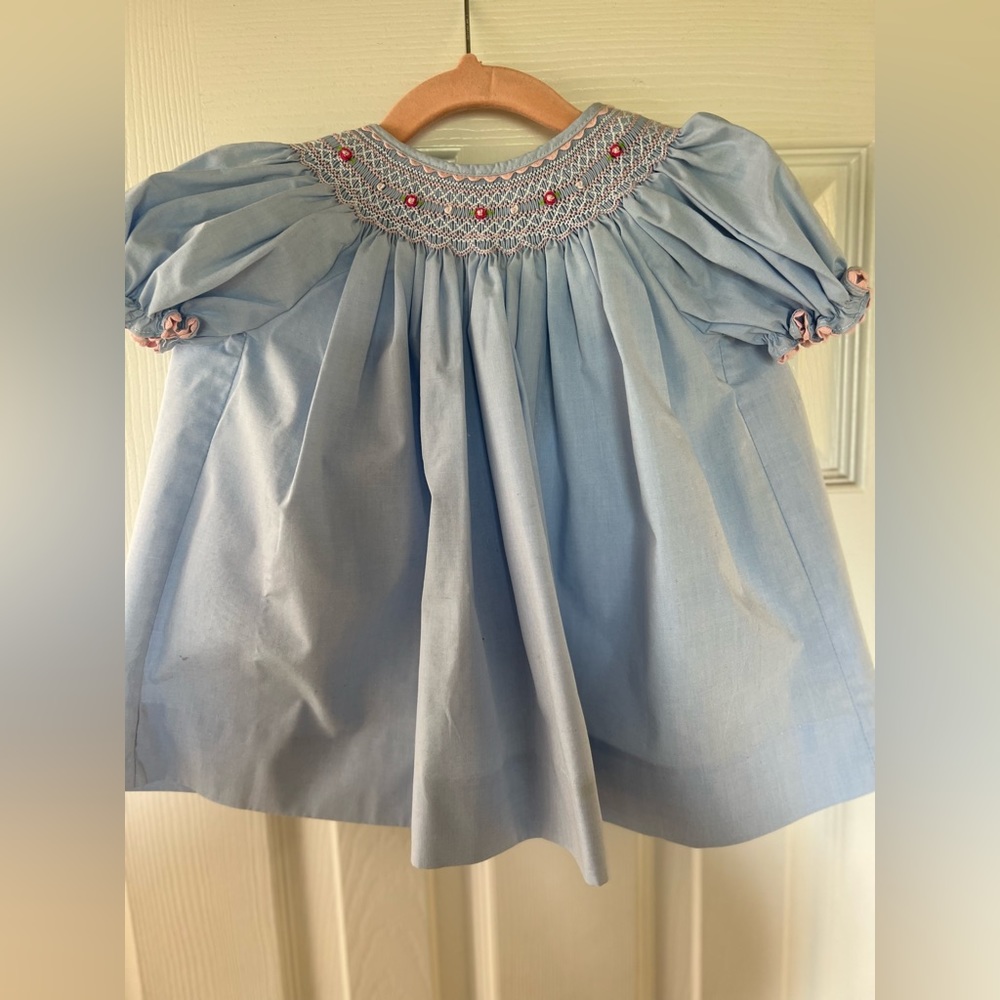Petit Amy blue smocked dress size 9m